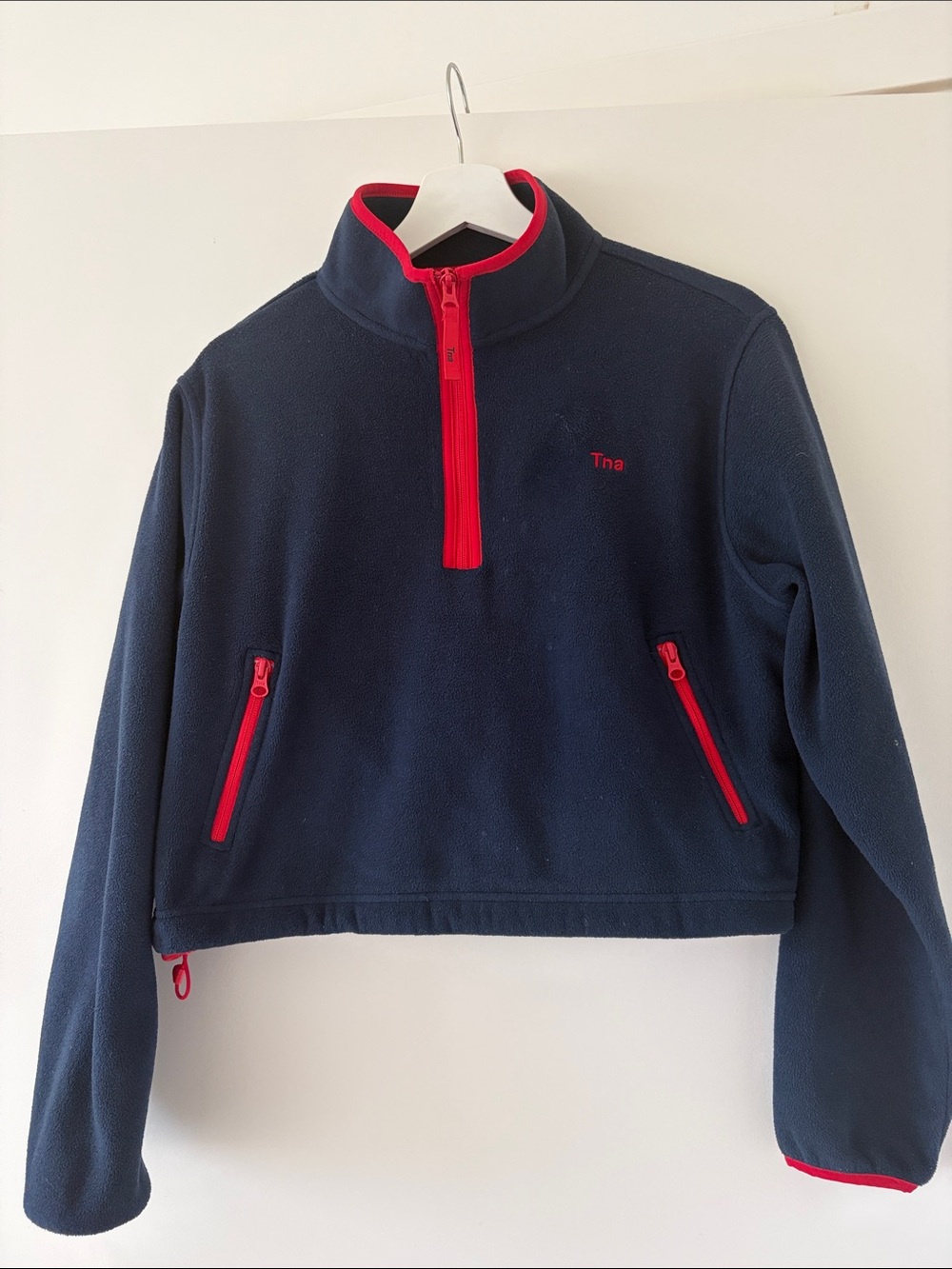 TNA Navy Half-Zip Fleece Jacket with Red Accents